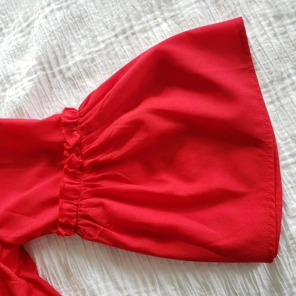 KONTROL Contemporary Women's Red Long Bell Sleeve - Picture 8 of 10